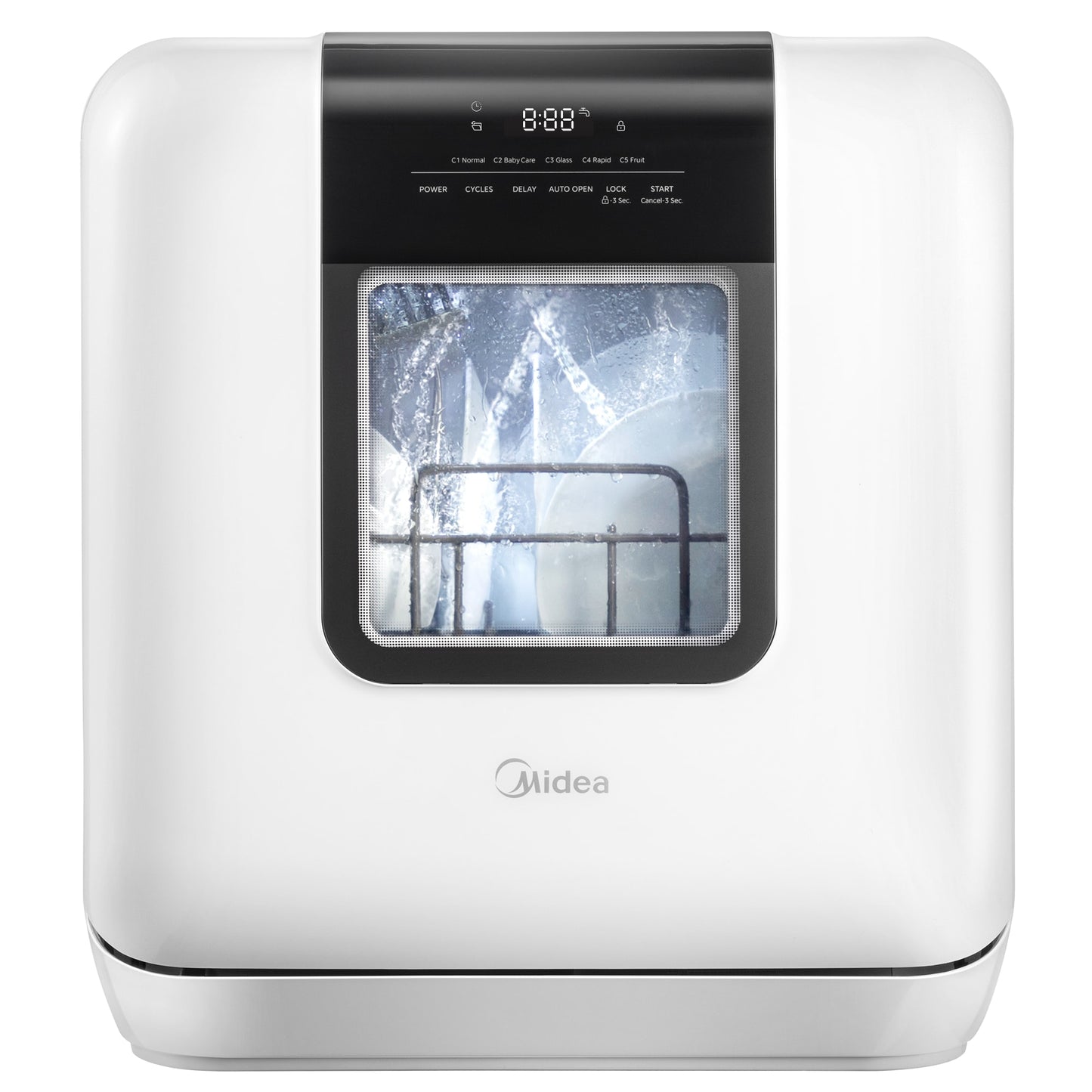 Midea 17-in Portable Countertop dishwasher ( White ) 2 Place Settings with Condensation Dry with Air Dry 62-Decibel Standard Sound Level
