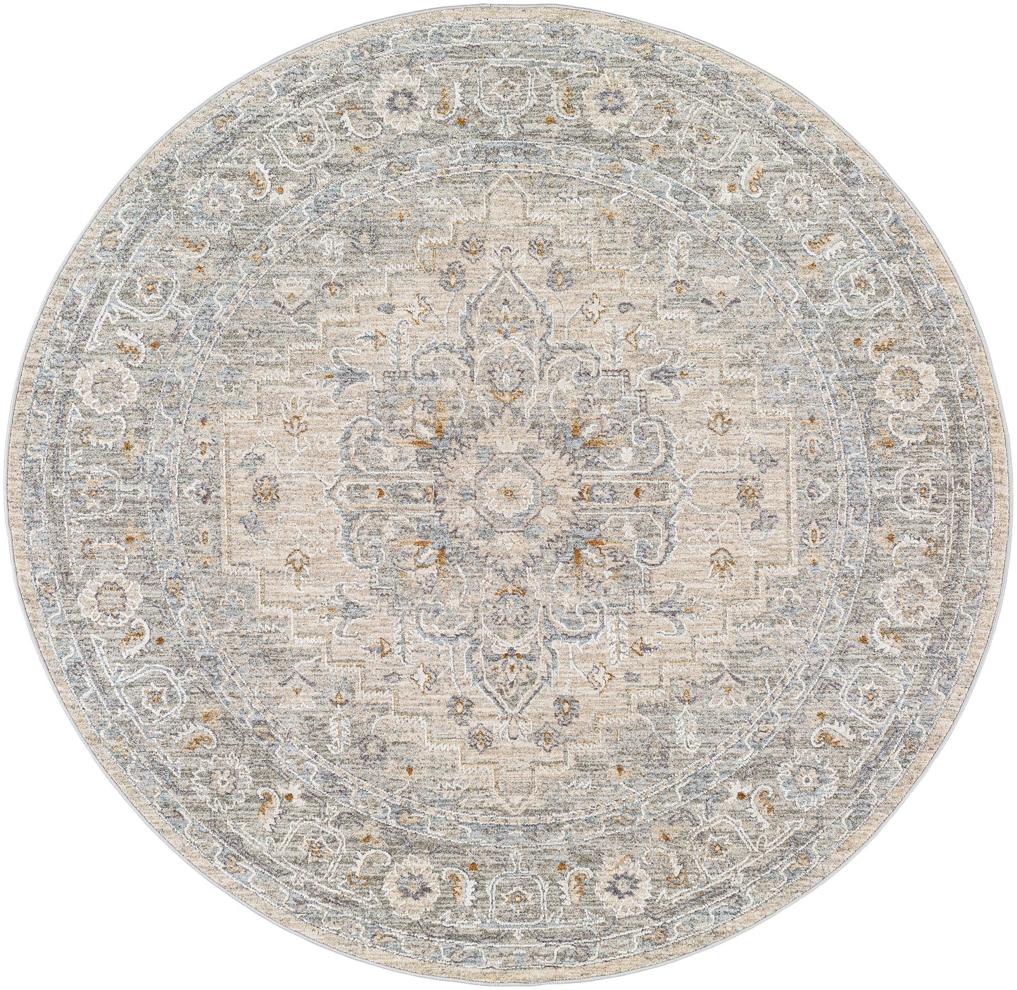 Surya Avant Garde 5 x 5 (ft) Flatweave Polyester Gray Round Indoor Medallion Oriental Spot Clean Only Pet Friendly Area rug