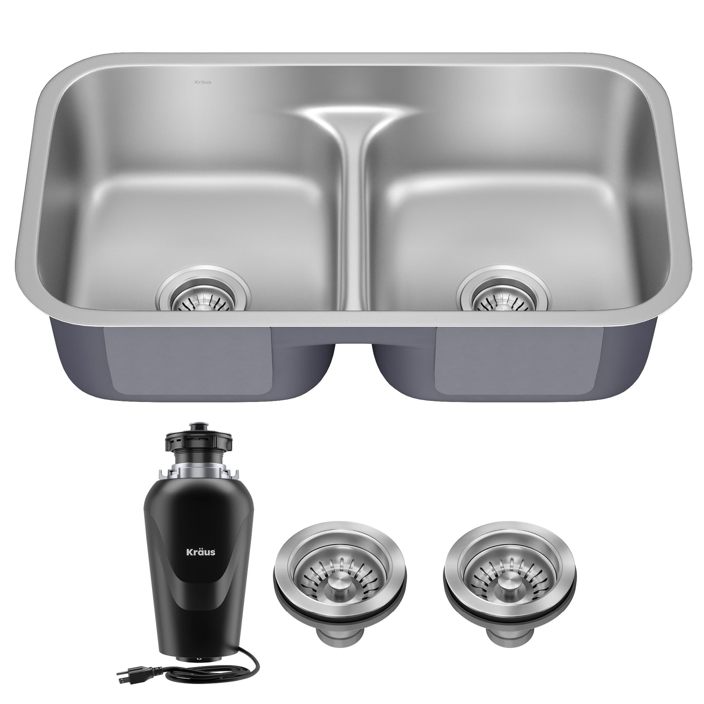 Kraus Premier Undermount 32.25-in x 18.88-in Stainless steel Double equal bowl 18 -Gauge Kitchen Sink