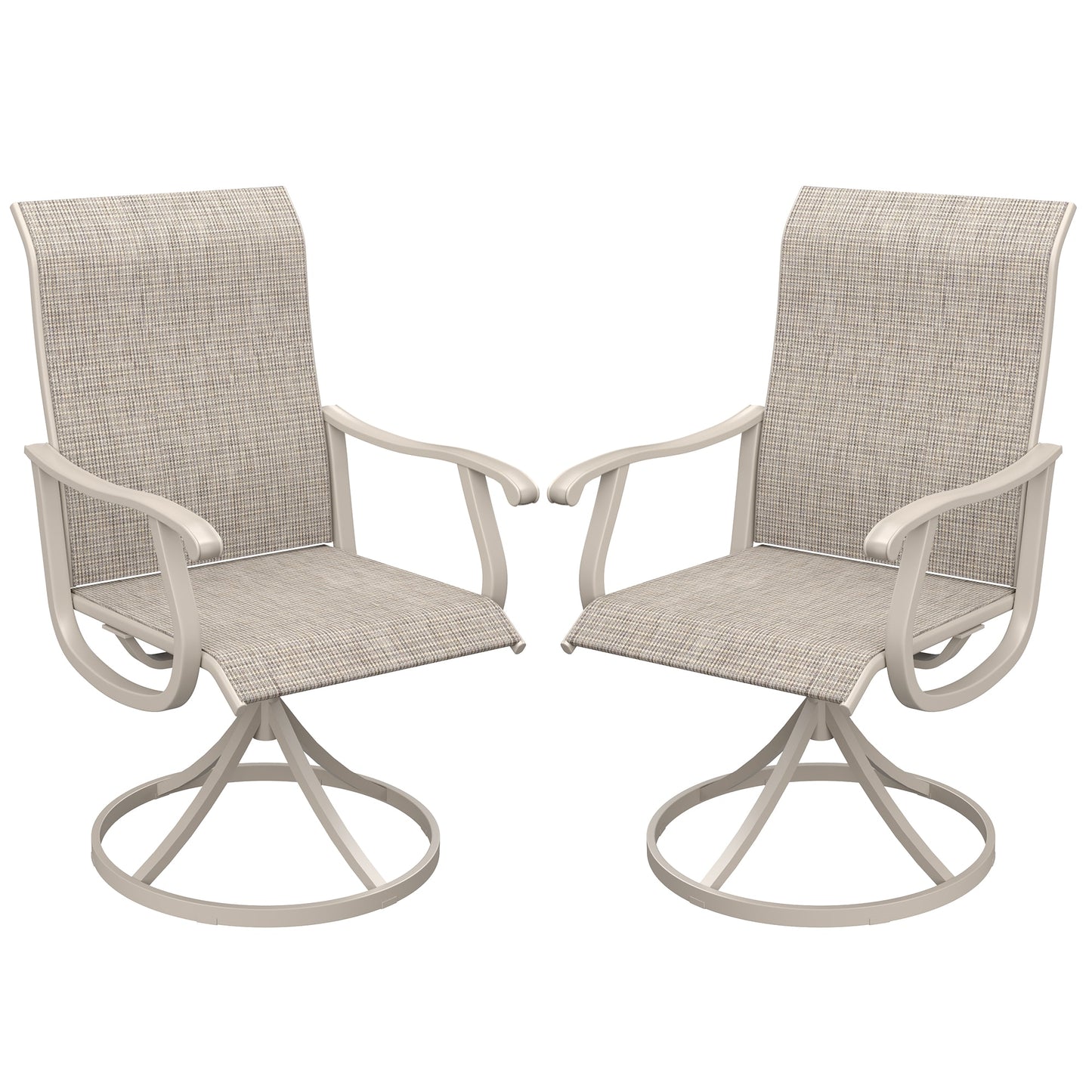 Lycvki Set of 2 Rattan Steel Steel Frame Swivel Conversation Chair with Off-white Solid Seat