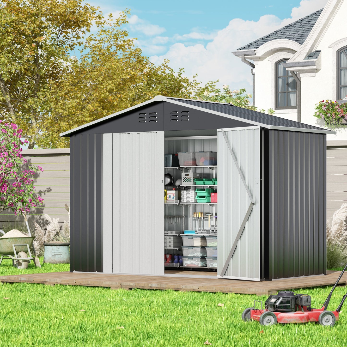Jaxpety 9-ft x 4-ft SKY Galvanized steel Metal Storage Shed