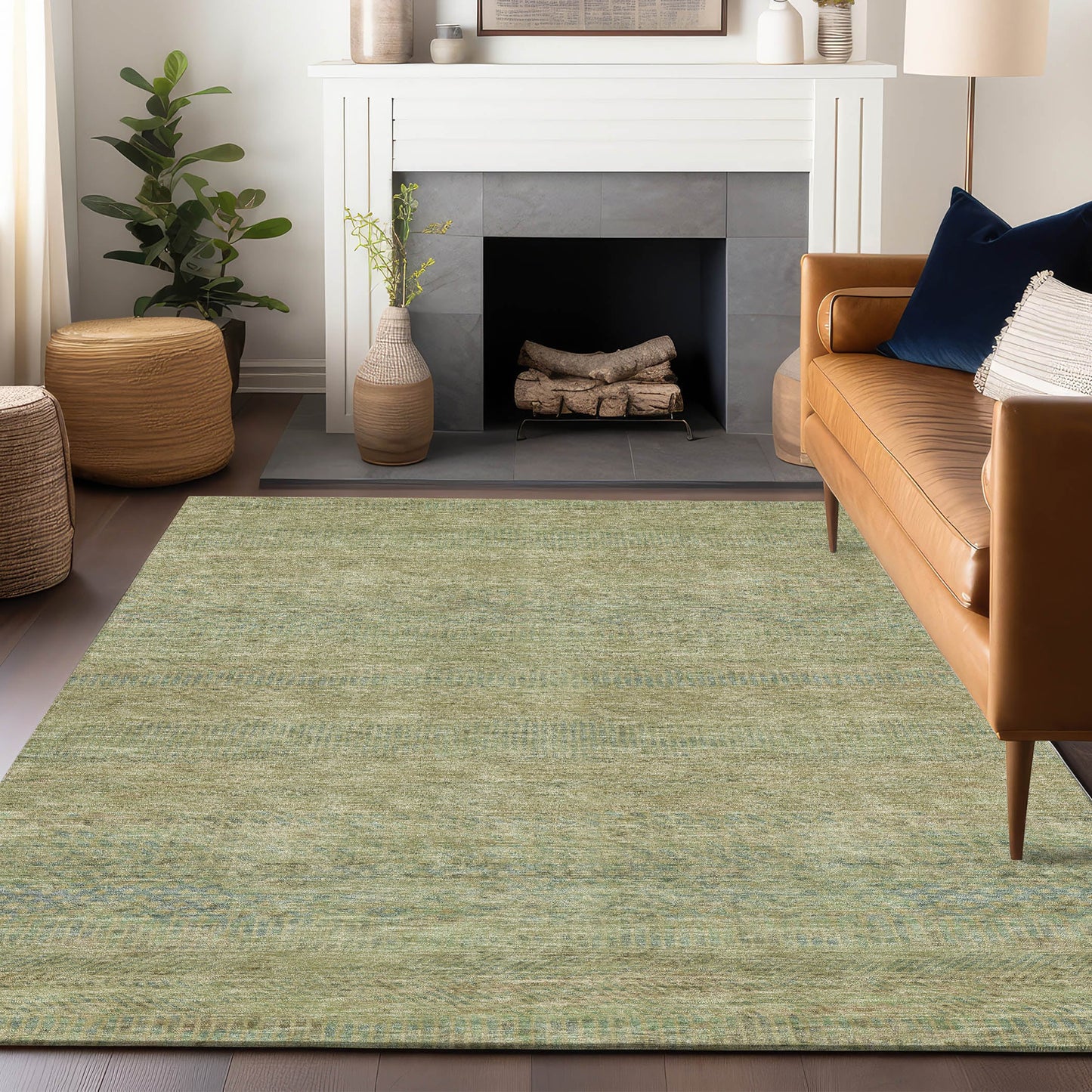 Addison Rugs Chantille ACN1634WH 9 x 12 (ft) Loomed Polyester Wheat Rectangular Indoor/Outdoor Machine washable Pet Friendly Area rug