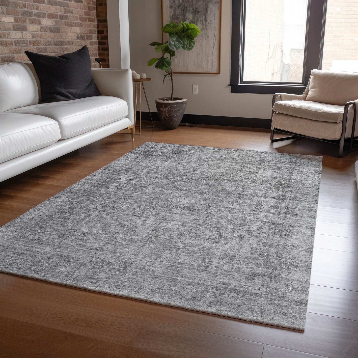 Addison Rugs Chantille ACN1645GY 8 x 10 (ft) Loomed Polyester Gray Rectangular Indoor/Outdoor Machine washable Pet Friendly Area rug