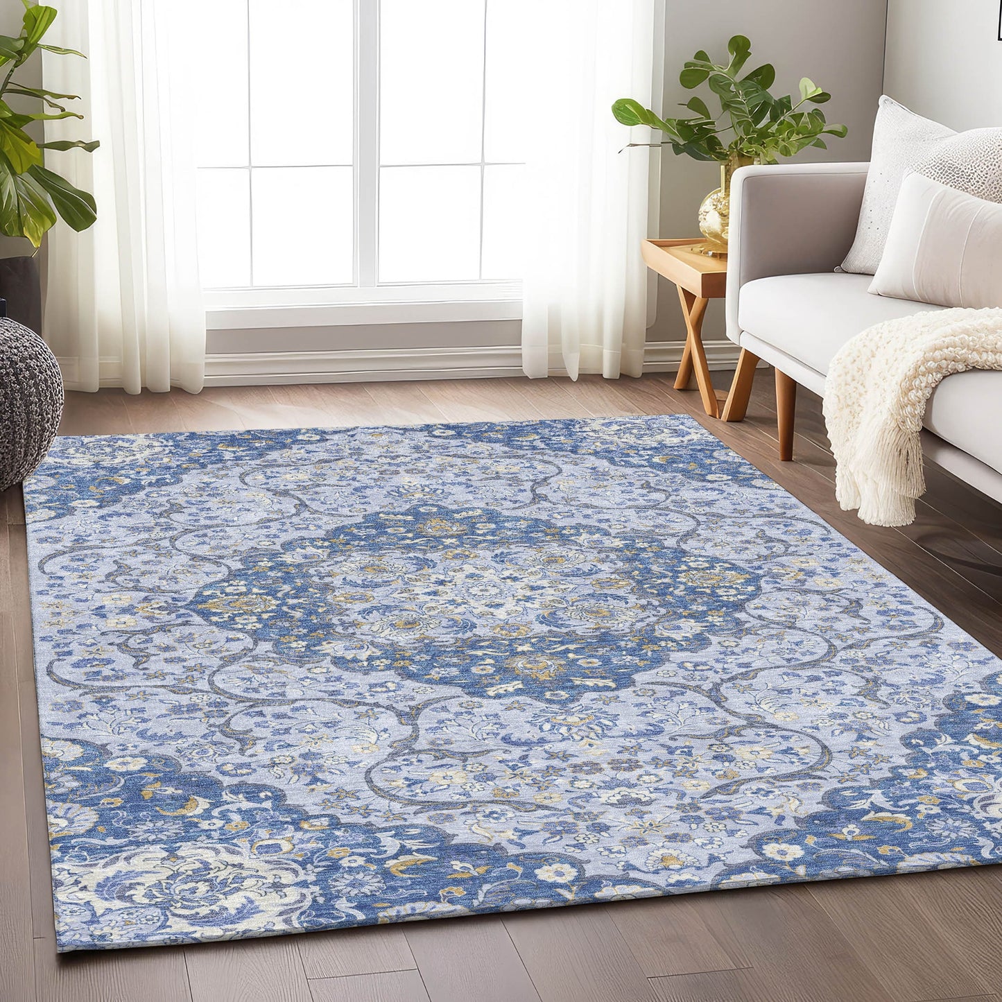 Addison Rugs Chantille ACN1677BU 8 x 10 (ft) Loomed Polyester Blue Rectangular Indoor/Outdoor Machine washable Pet Friendly Area rug
