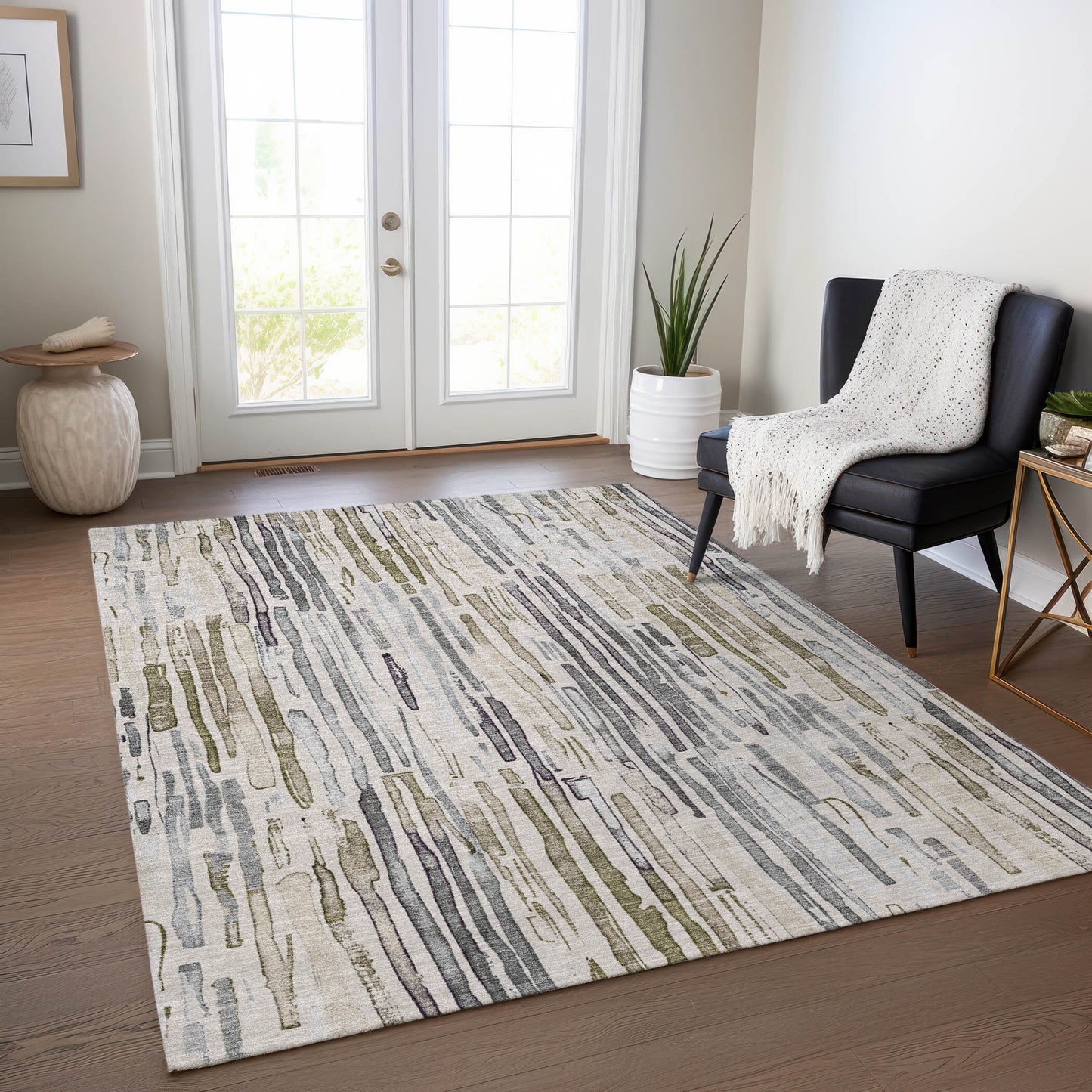 Addison Rugs Chantille ACN1684BG 8 x 10 (ft) Loomed Polyester Beige Rectangular Indoor/Outdoor Machine washable Pet Friendly Area rug