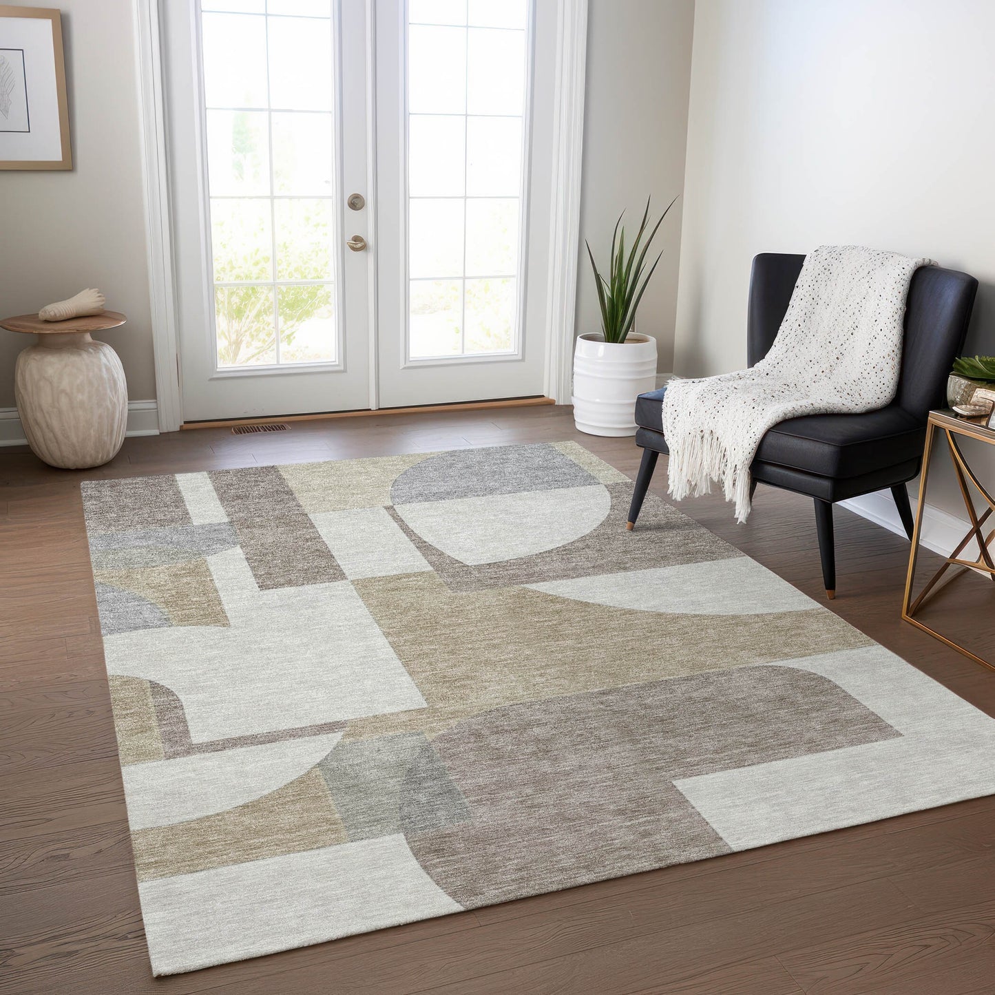 Addison Rugs Chantille ACN1692KH 8 x 10 (ft) Loomed Polyester Khaki Rectangular Indoor/Outdoor Machine washable Pet Friendly Area rug