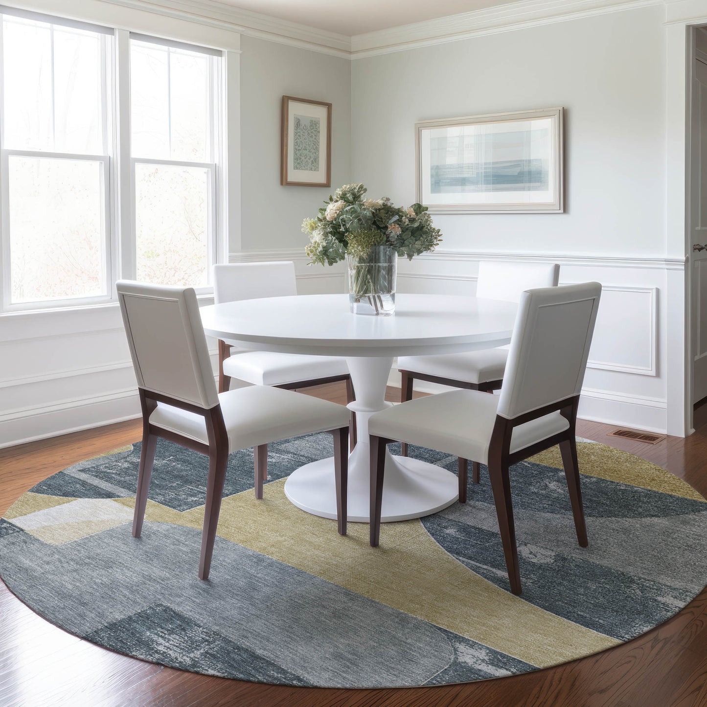 Addison Rugs Chantille ACN1692GY 8 x 8 (ft) Loomed Polyester Gray Round Indoor/Outdoor Machine washable Pet Friendly Area rug