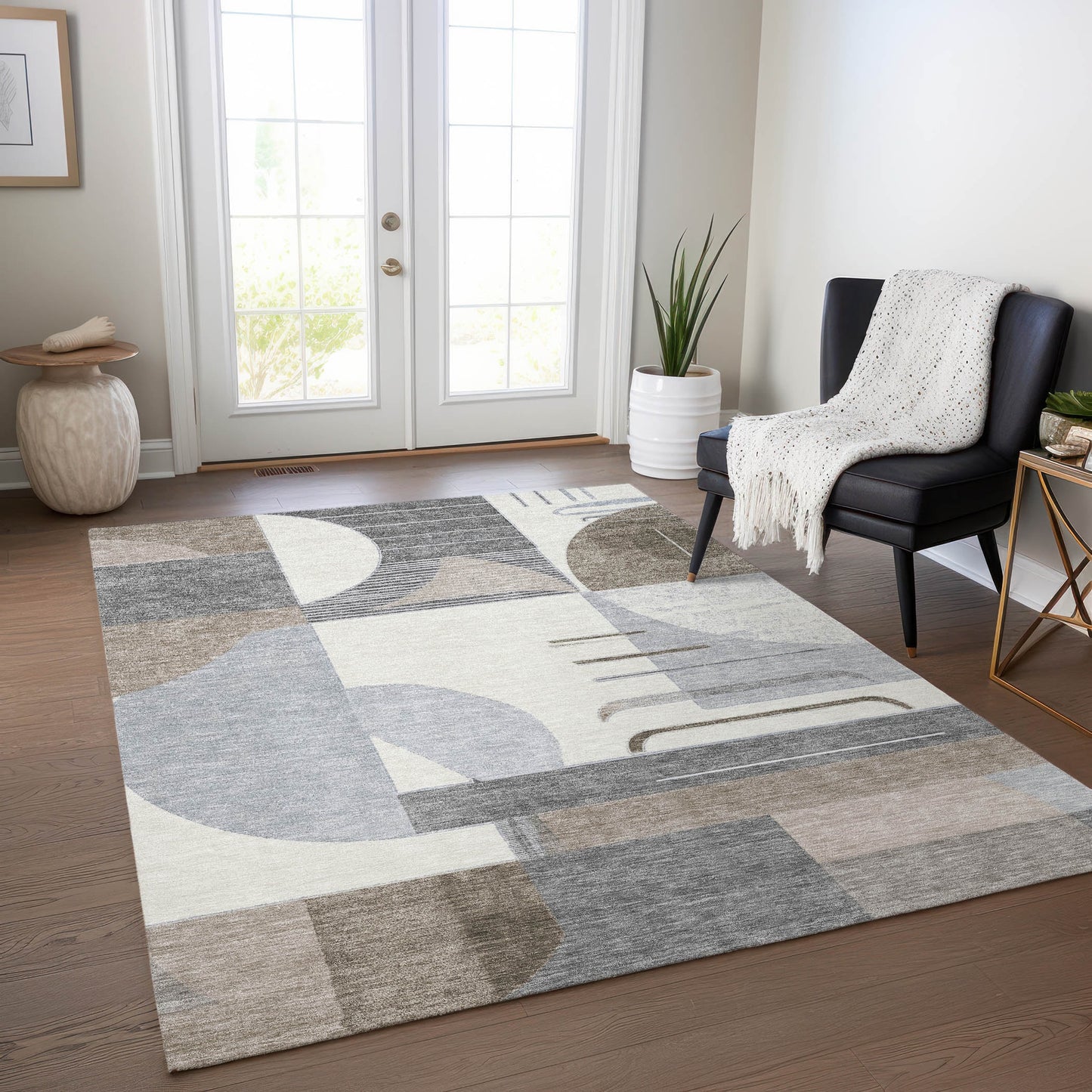 Addison Rugs Chantille ACN1694TP 9 x 12 (ft) Loomed Polyester Taupe Rectangular Indoor/Outdoor Machine washable Pet Friendly Area rug