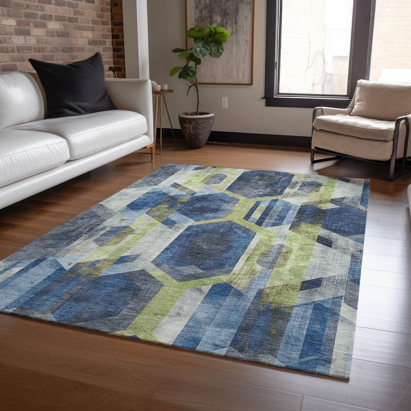 Addison Rugs Chantille ACN1722NA 9 x 12 (ft) Loomed Polyester Navy Rectangular Indoor/Outdoor Machine washable Pet Friendly Area rug