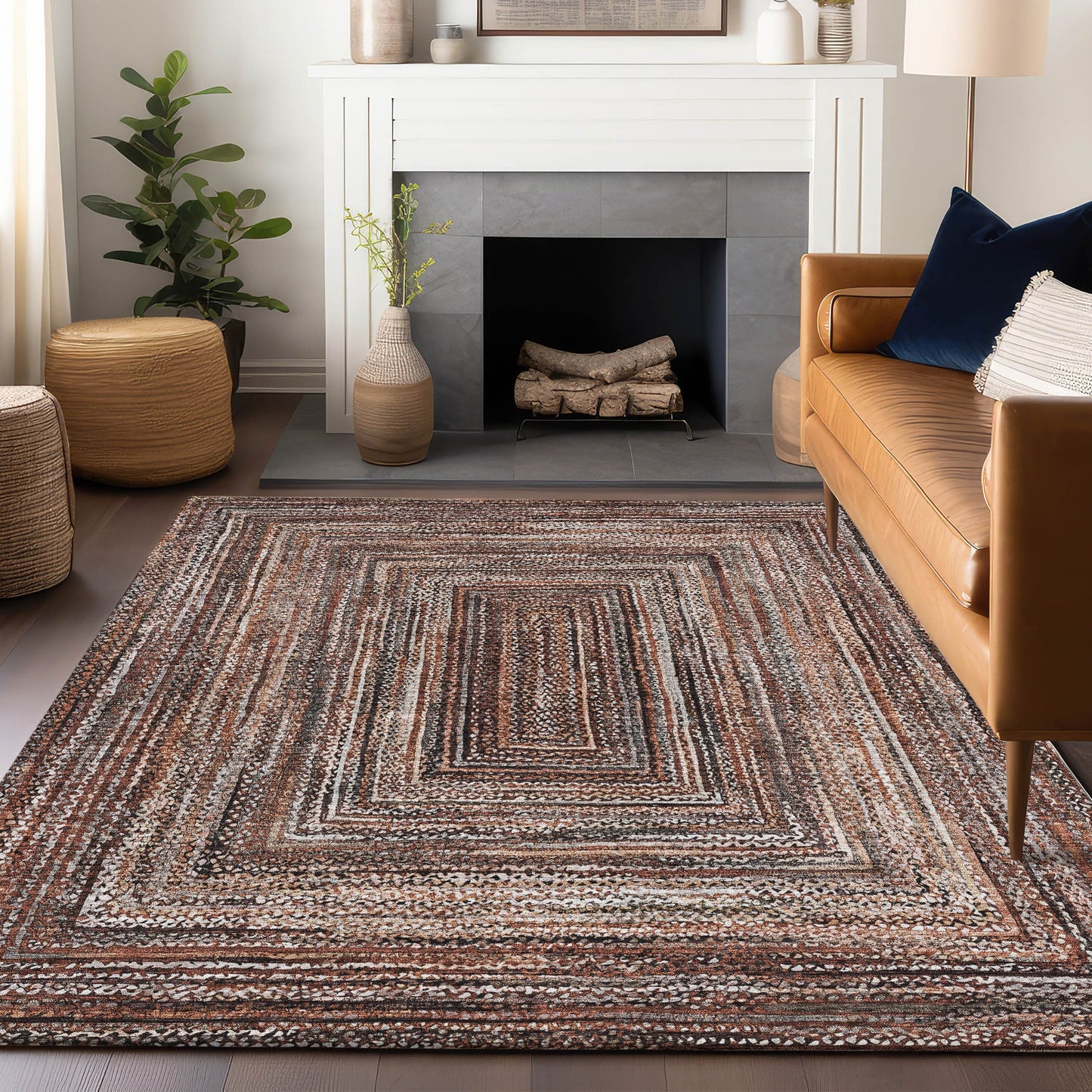 Addison Rugs Chantille ACN1725TR 8 x 10 (ft) Loomed Polyester Terracotta Rectangular Indoor/Outdoor Machine washable Pet Friendly Area rug