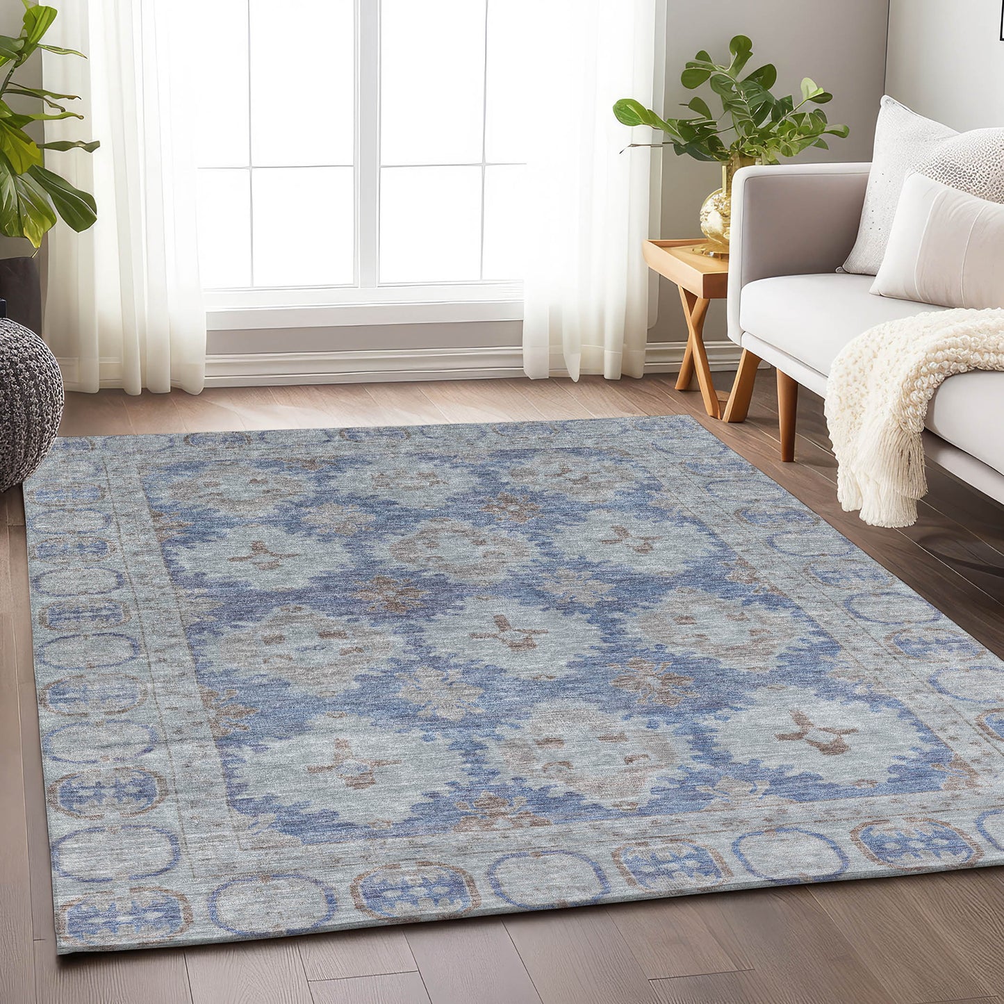 Addison Rugs Chantille ACN1760BU 8 x 10 (ft) Loomed Polyester Blue Rectangular Indoor/Outdoor Machine washable Pet Friendly Area rug