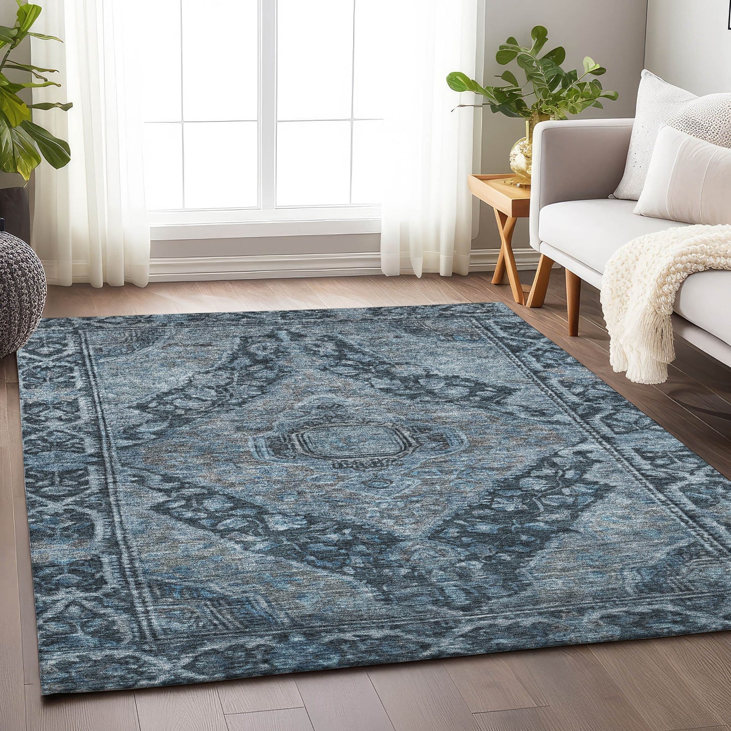 Addison Rugs Chantille ACN1761NA 9 x 12 (ft) Loomed Polyester Navy Rectangular Indoor/Outdoor Machine washable Pet Friendly Area rug