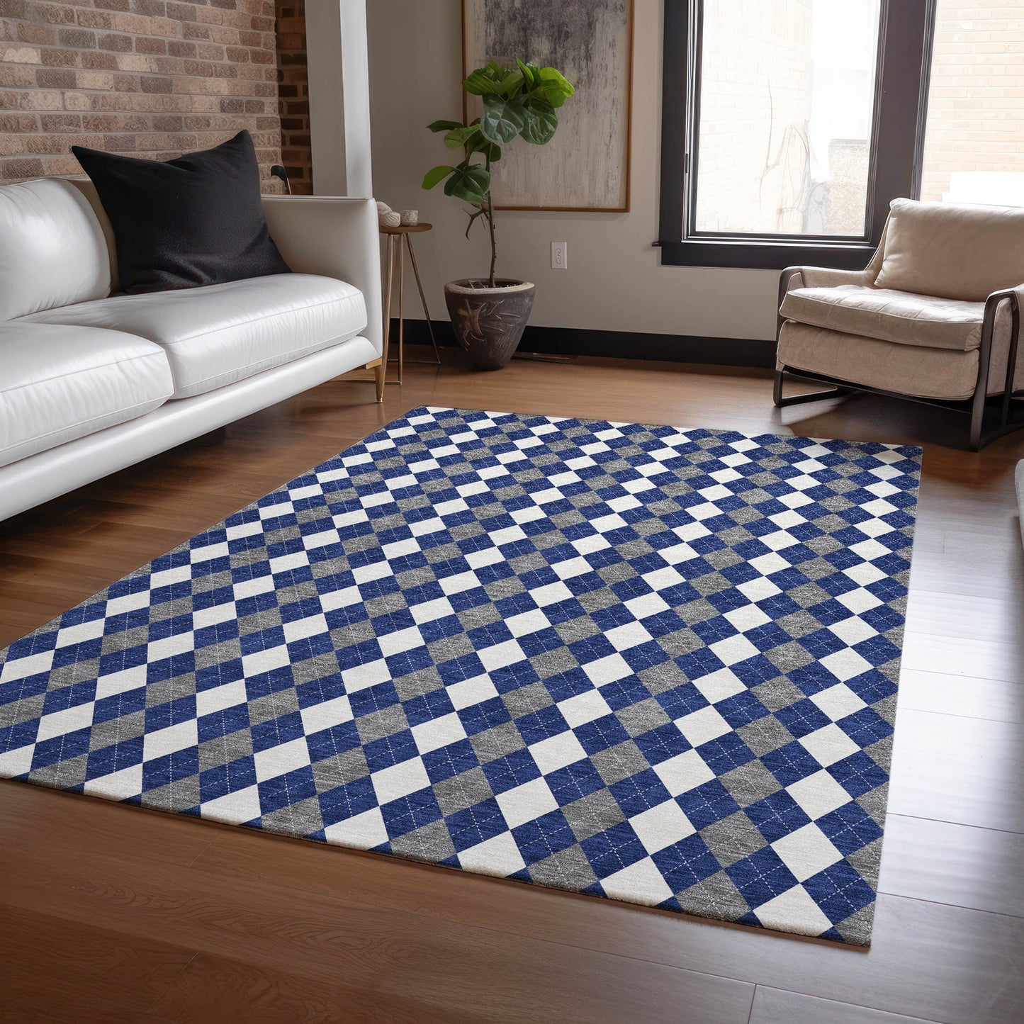 Addison Rugs Chantille ACN1812NA 8 x 10 (ft) Loomed Polyester Navy Rectangular Indoor/Outdoor Machine washable Pet Friendly Area rug