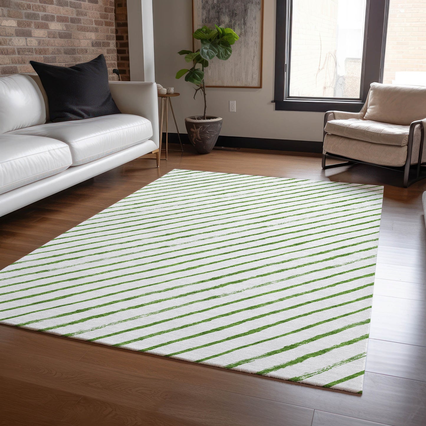 Addison Rugs Chantille ACN1819GE 9 x 12 (ft) Loomed Polyester Green Rectangular Indoor/Outdoor Machine washable Pet Friendly Area rug