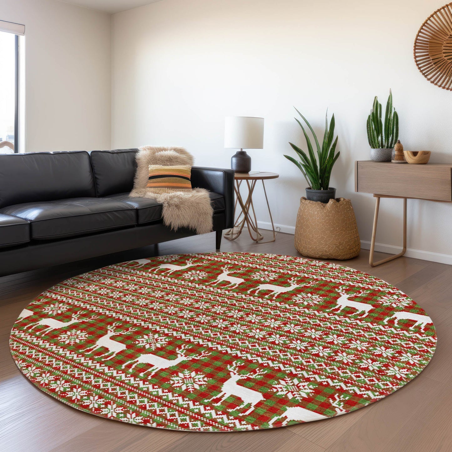 Addison Rugs Chantille ACN1820FE 8 x 8 (ft) Loomed Polyester Fern Round Indoor/Outdoor Machine washable Pet Friendly Area rug
