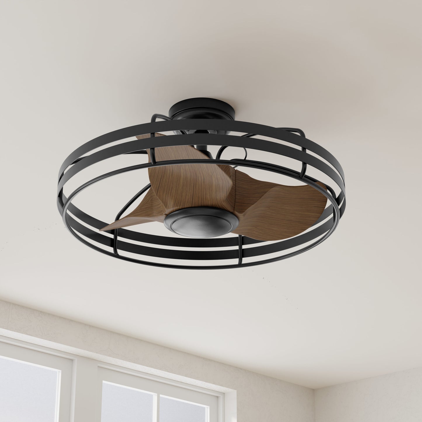 Progress Lighting Bastrop 26-in Graphite with Aged Oak Blades Covered Outdoor Fandelier Ceiling Fan Without Light 3 -Blade