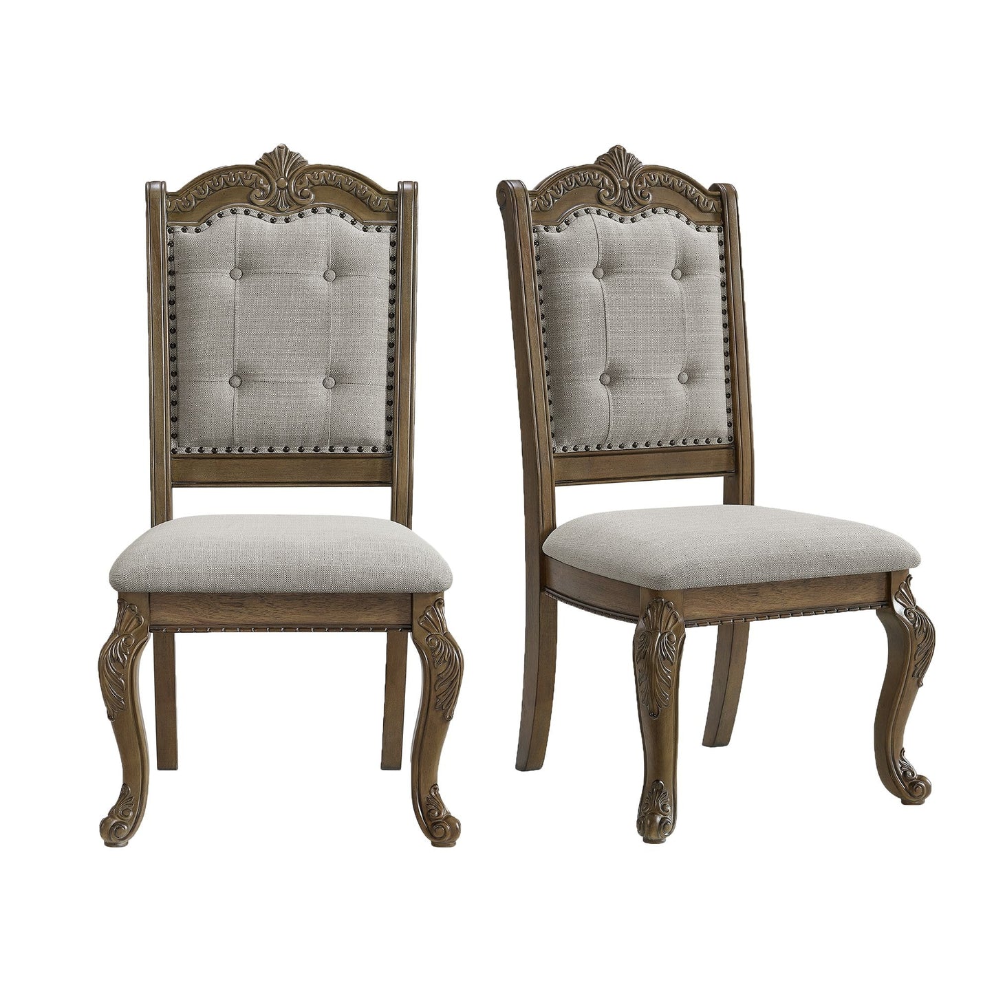 Picket House Furnishings Denali Dining Side Chair with Beige Fabric in Walnut (2