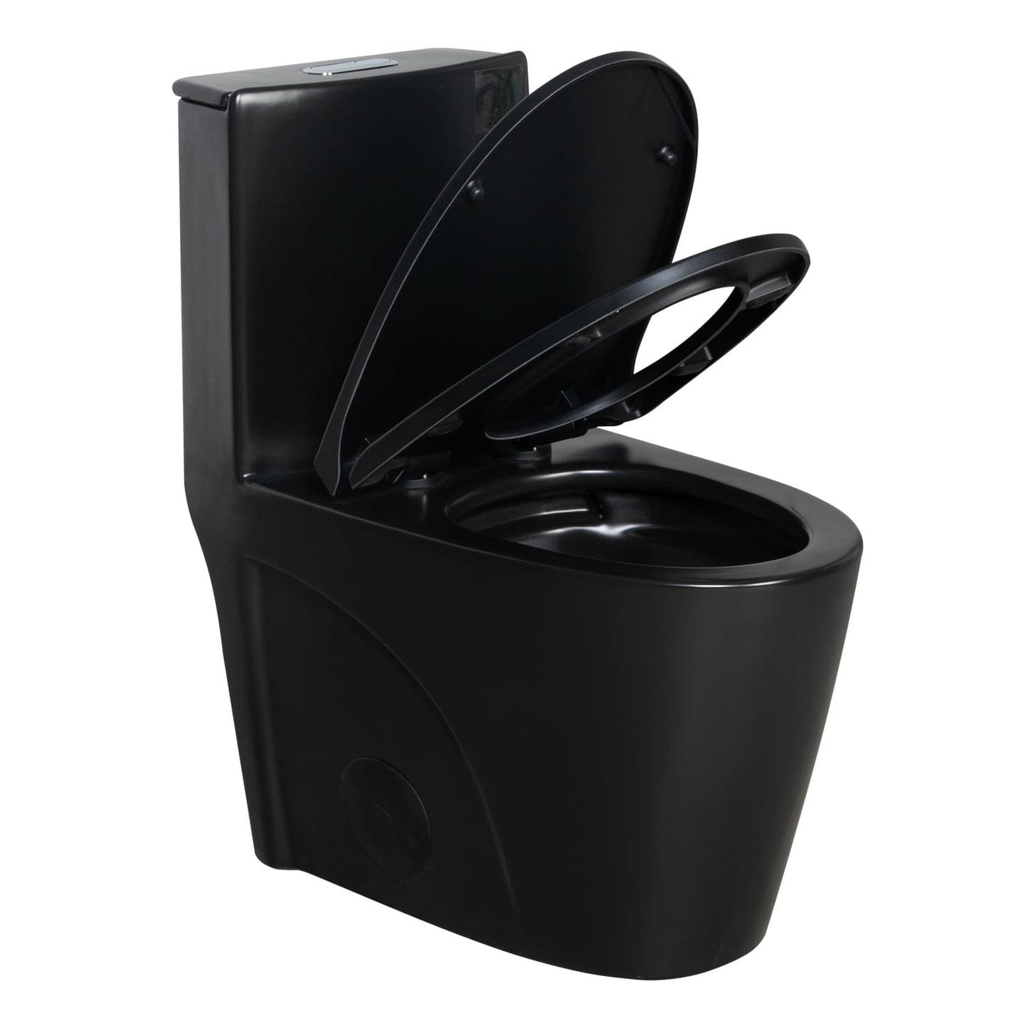 WELLFOR Matte Black Elongated Standard height 12-in Rough-In 1.6 GPF Dual Flush Soft Close 1-piece Toilet