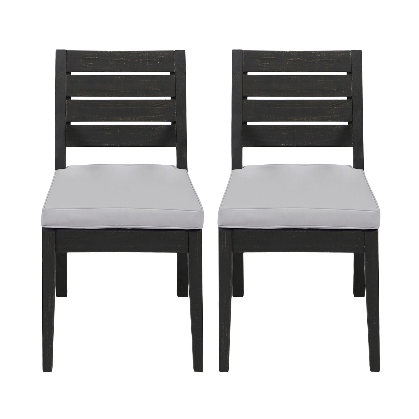 Moda Furnishings GIGI Set of 2 Light Gray Wood Frame Stationary Dining Chair with White Cushioned Seat