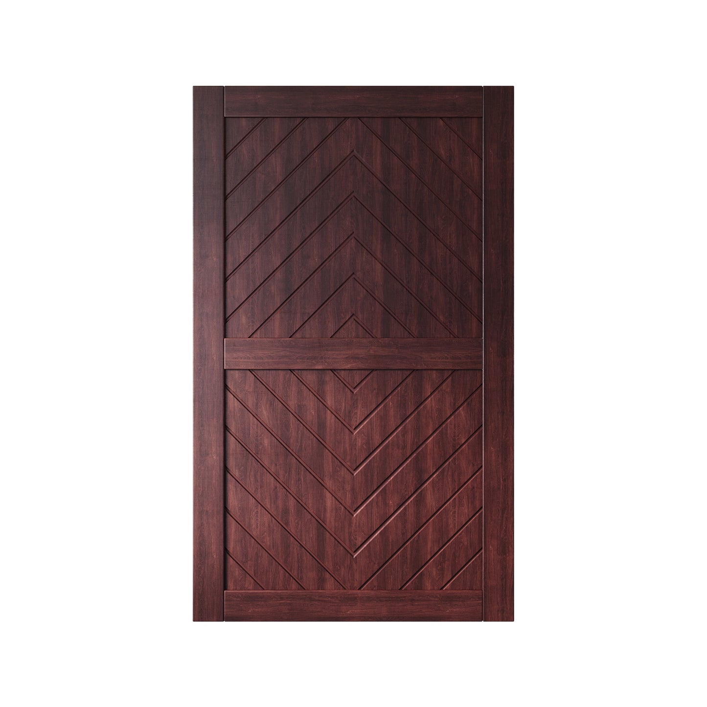 HOMACER 48-in x 80-in Red Mahogany Herringbone Pine Wood Solid core Single Barn Door (Hardware Not Included)