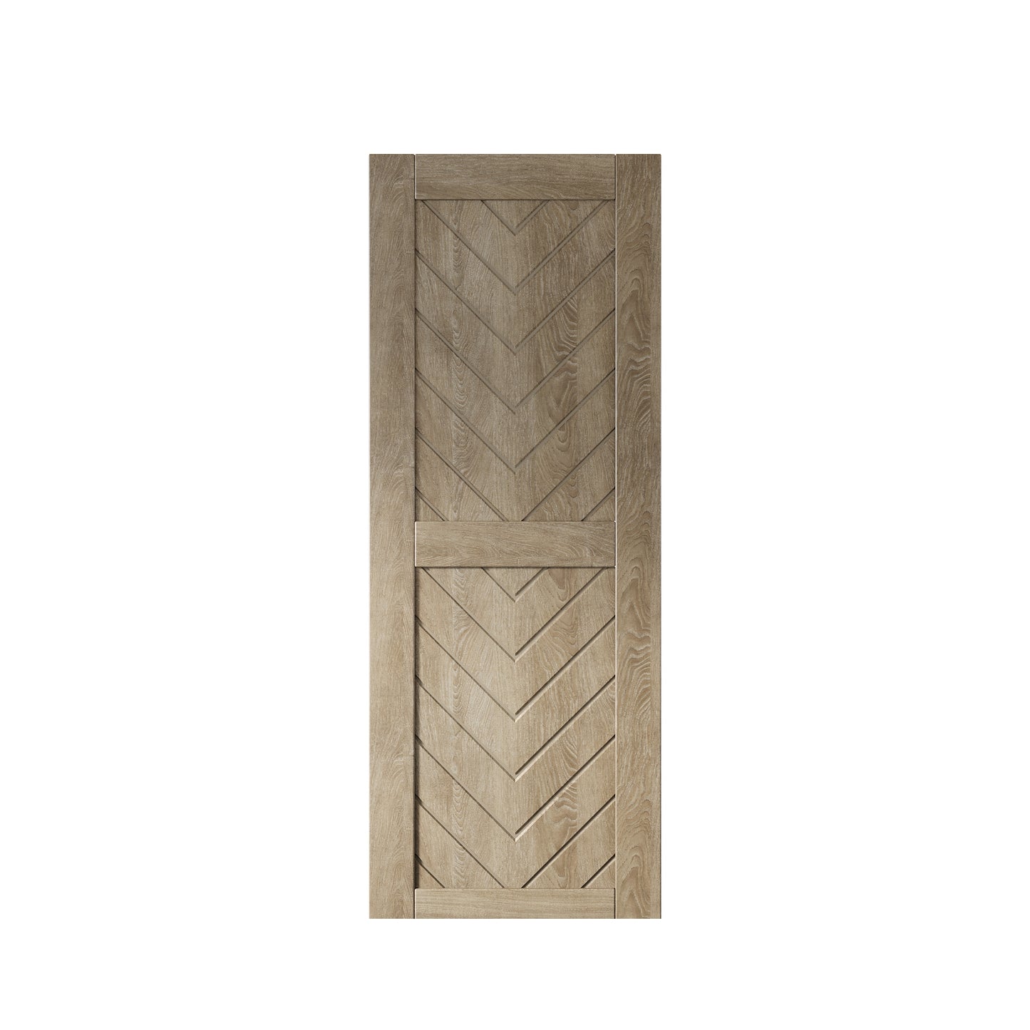 HOMACER 30-in x 80-in Classic Gray Herringbone Pine Wood Solid core Single Barn Door (Hardware Not Included)