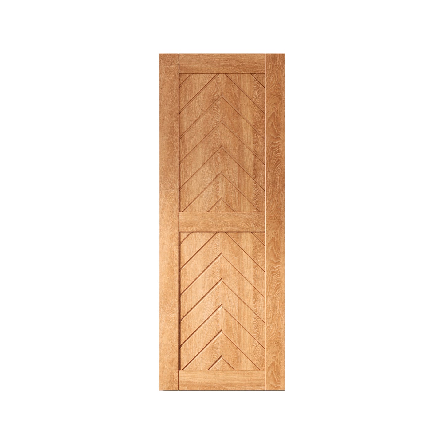 HOMACER 30-in x 80-in Early American Herringbone Pine Wood Solid core Single Barn Door (Hardware Not Included)