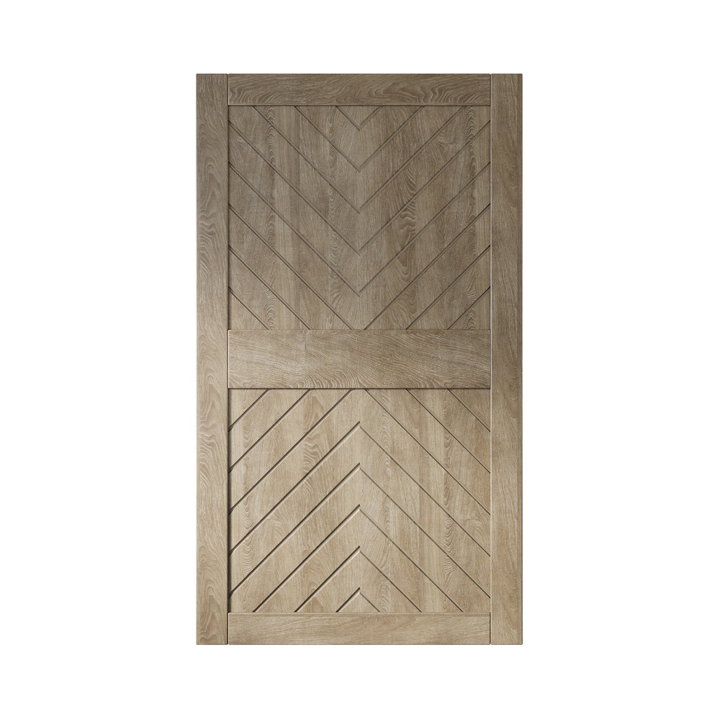 HOMACER 42-in x 84-in Classic Gray Herringbone Pine Wood Solid core Single Barn Door (Hardware Not Included)