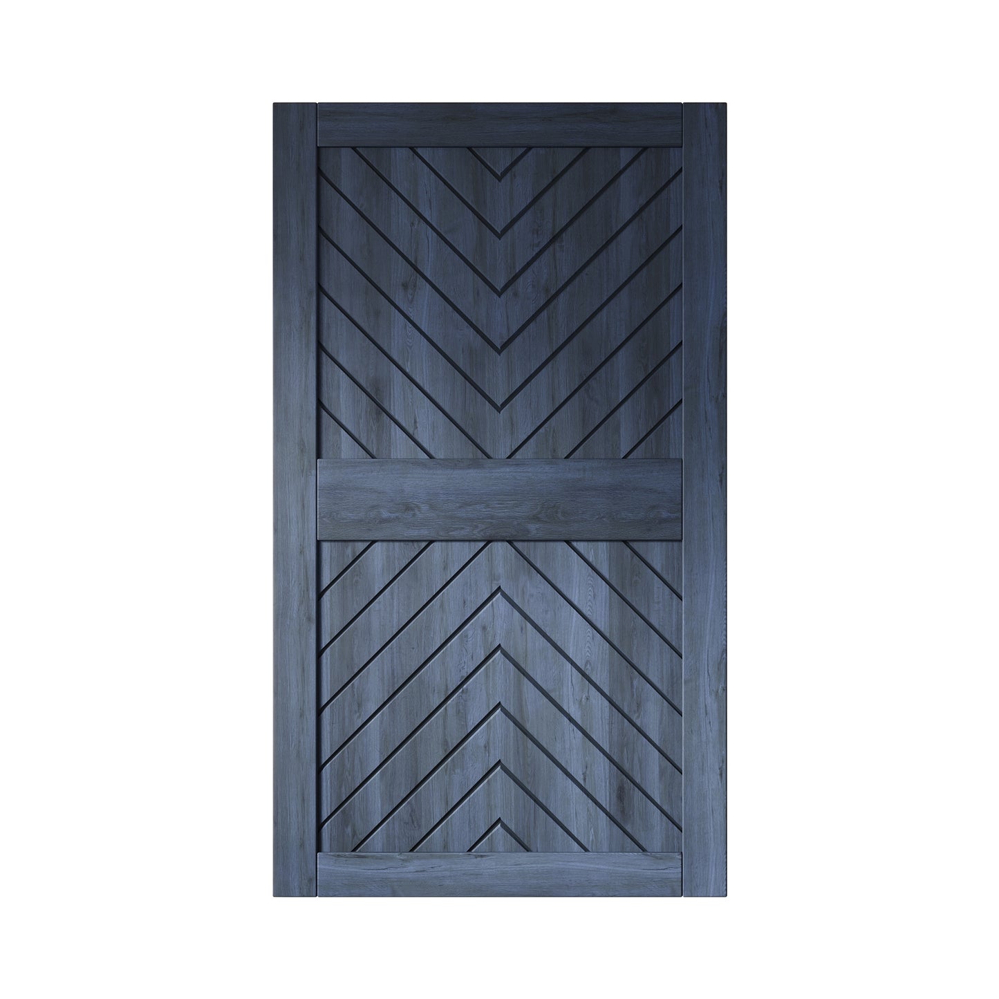 HOMACER 48-in x 84-in Navy Herringbone Pine Wood Solid core Single Barn Door (Hardware Not Included)