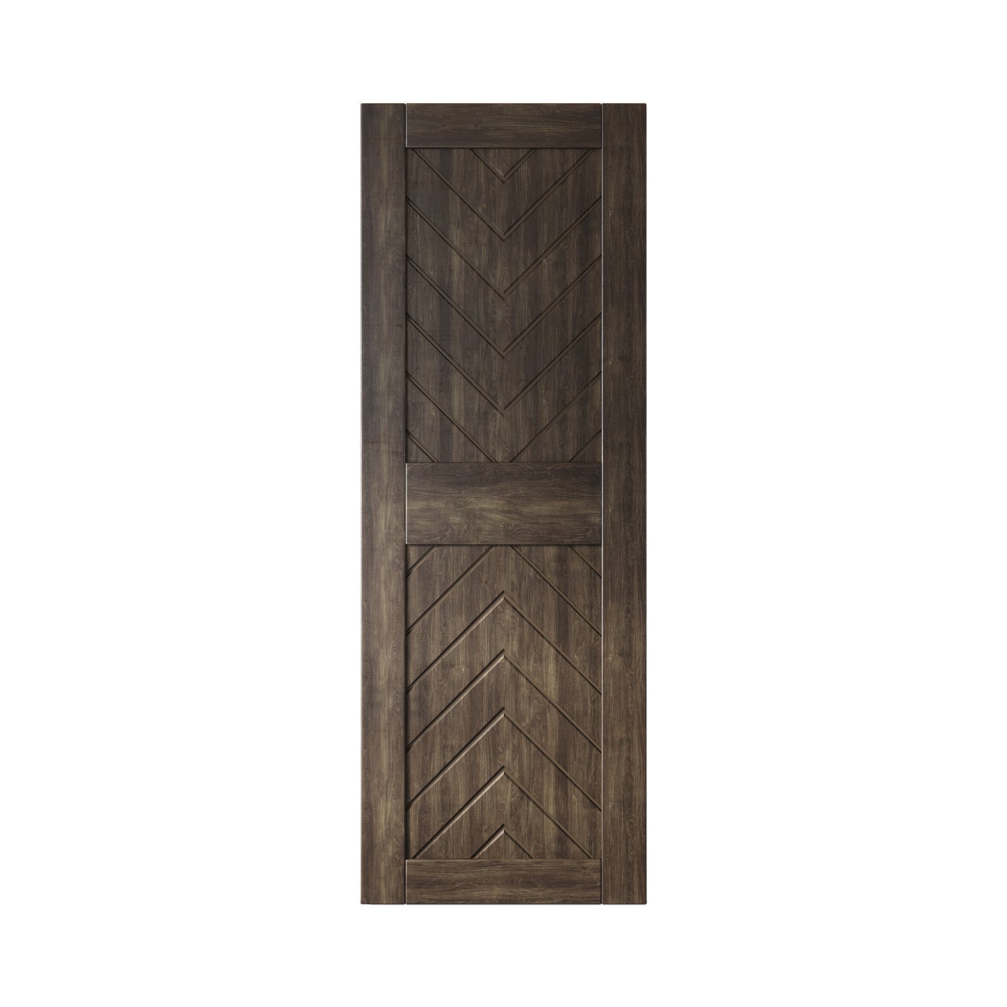 HOMACER 26-in x 84-in Ebony Herringbone Pine Wood Solid core Single Barn Door (Hardware Not Included)