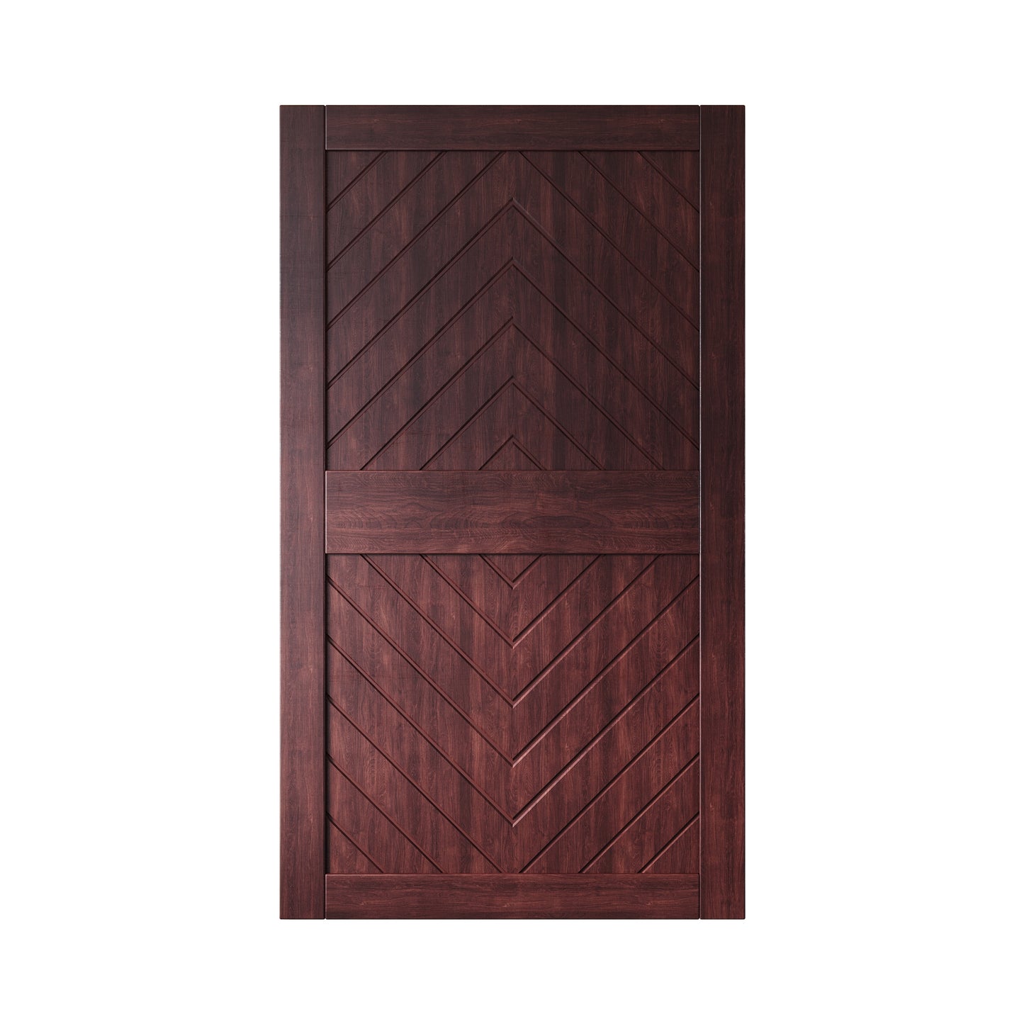 HOMACER 50-in x 84-in Red Mahogany Herringbone Pine Wood Solid core Single Barn Door (Hardware Not Included)