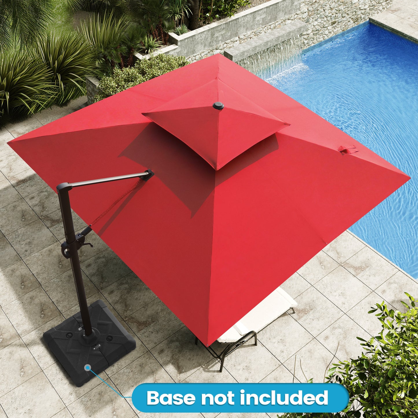 Crestlive Products 11-ft Aluminum Red Crank Cantilever Patio Umbrella