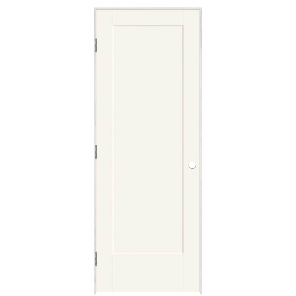 Masonite 30-in x 80-in White Solid core 1-panel Right hand Smooth Prefinished Molded composite Flat Jamb Single Prehung Interior Door with