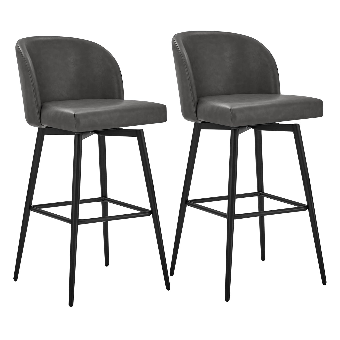 Circle 55 Gray 30-in H Bar height Upholstered Swivel Metal Bar Stool 2 -Pack