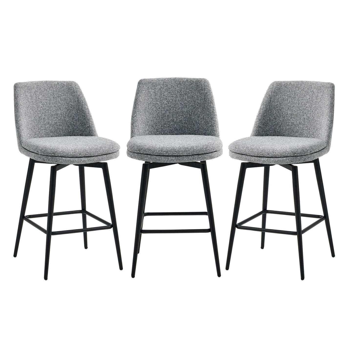 Circle 55 Gray(Multi-Colored) 27-in H Counter height Upholstered Swivel Metal Bar Stool 3 -Pack