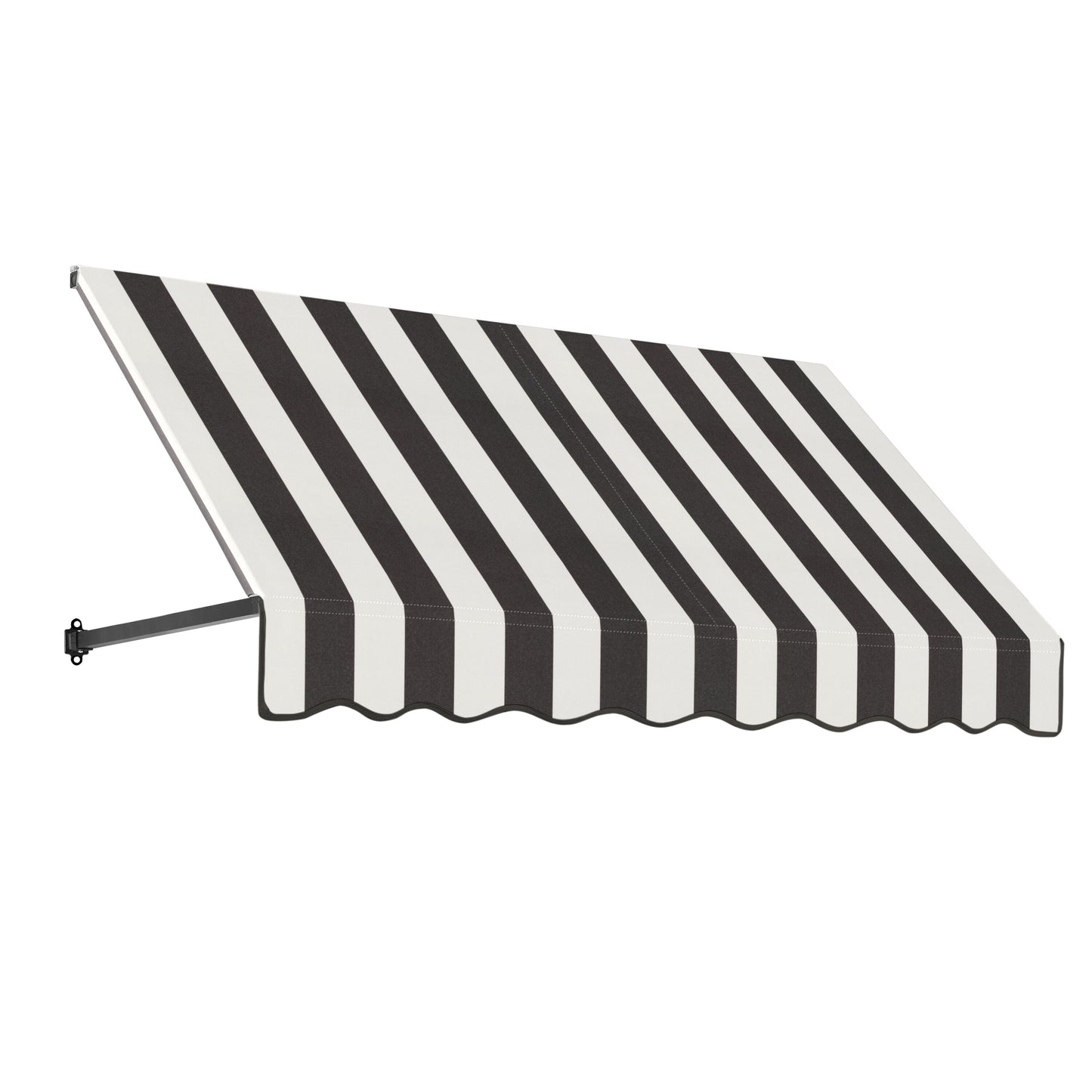 Awntech Dallas Retro 88.5-in Wide x 30-in Projection x 16-in Height Fabric Black/White Stripe Striped Fixed Window/Door Awning