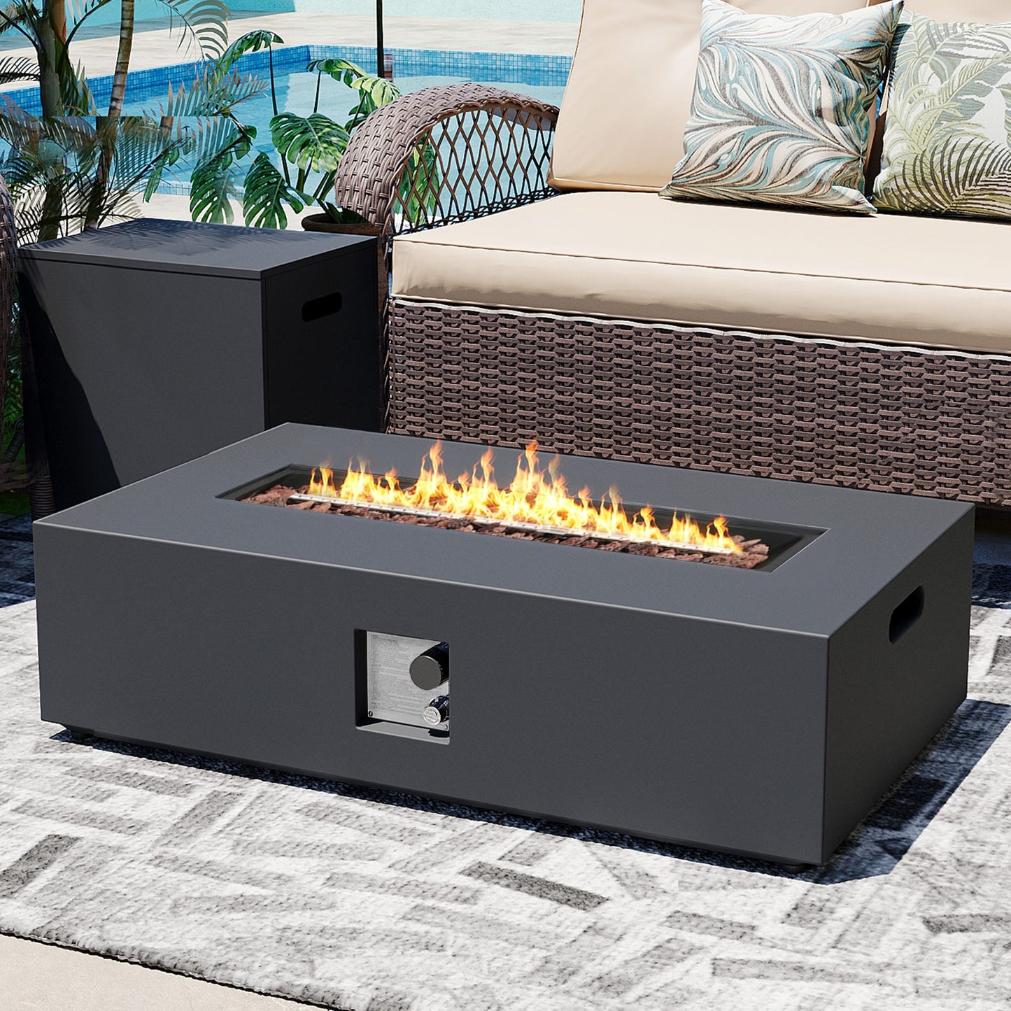 Patio Watcher 42-in W 50000 Maximum BTUs Iron Round Liquid propane Fire pit table