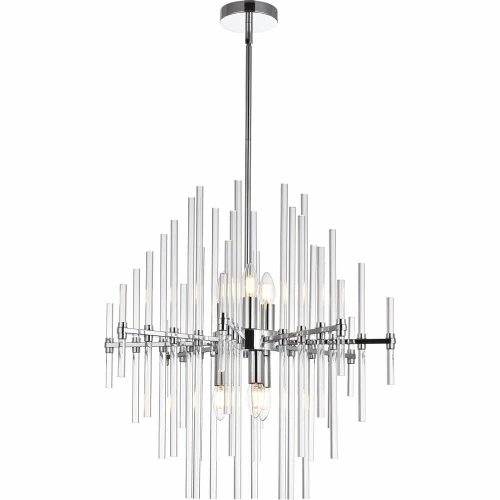 Elegant Lighting Sienna 6 - Light Chrome Modern Incandescent Crystal And Metal Pendant Light
