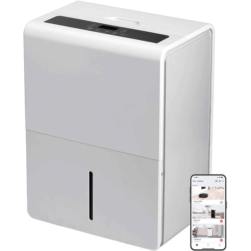 TCL H50D26W 50 Pint Smart Dehumidifier with Pump Perfect for areas up to 4,500 sq. ft.