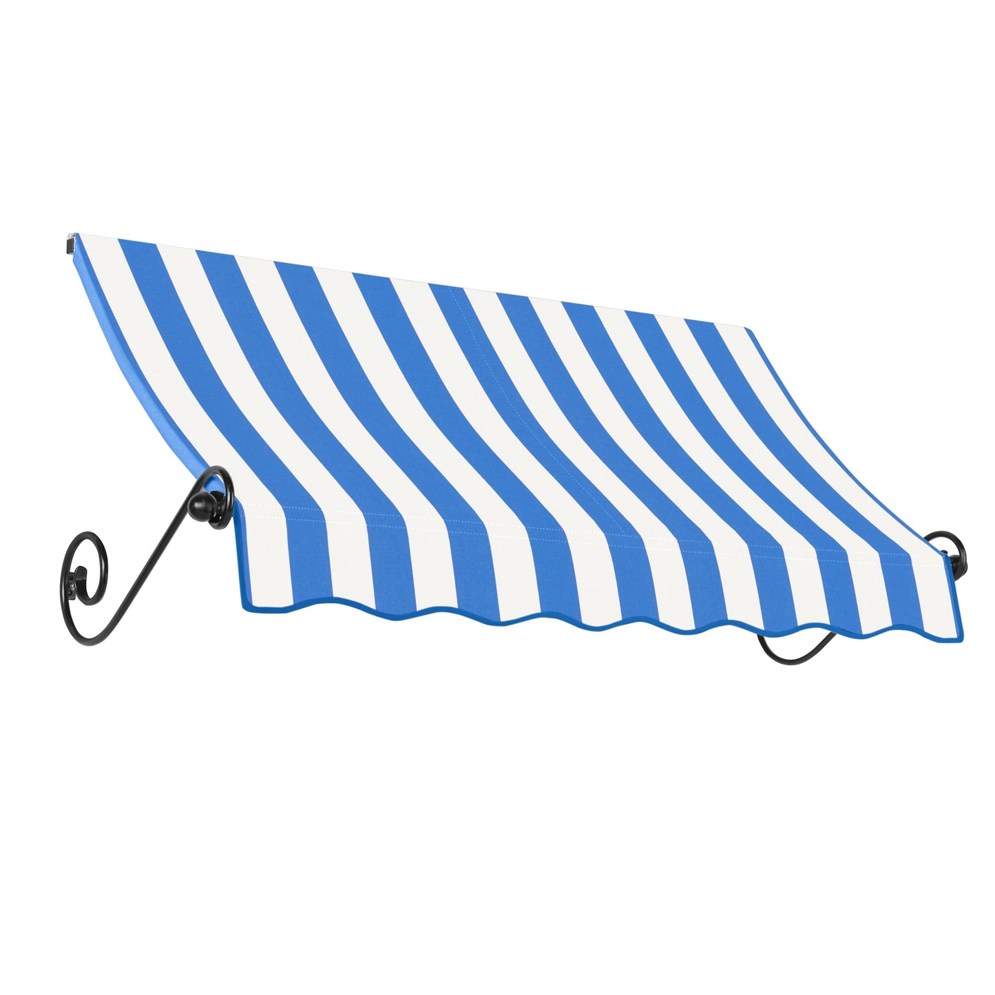 Awntech Charleston 76.5-in Wide x 36-in Projection x 18-in Height Fabric Bright Blue/White Stripe Striped Fixed Window/Door Awning