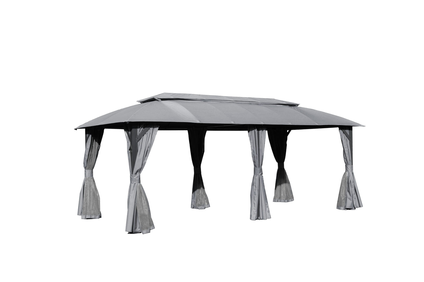 CESICIA 20-ft x 10-ft Gazebos Gray Gazebo with Soft Top Roof (Screen Included)