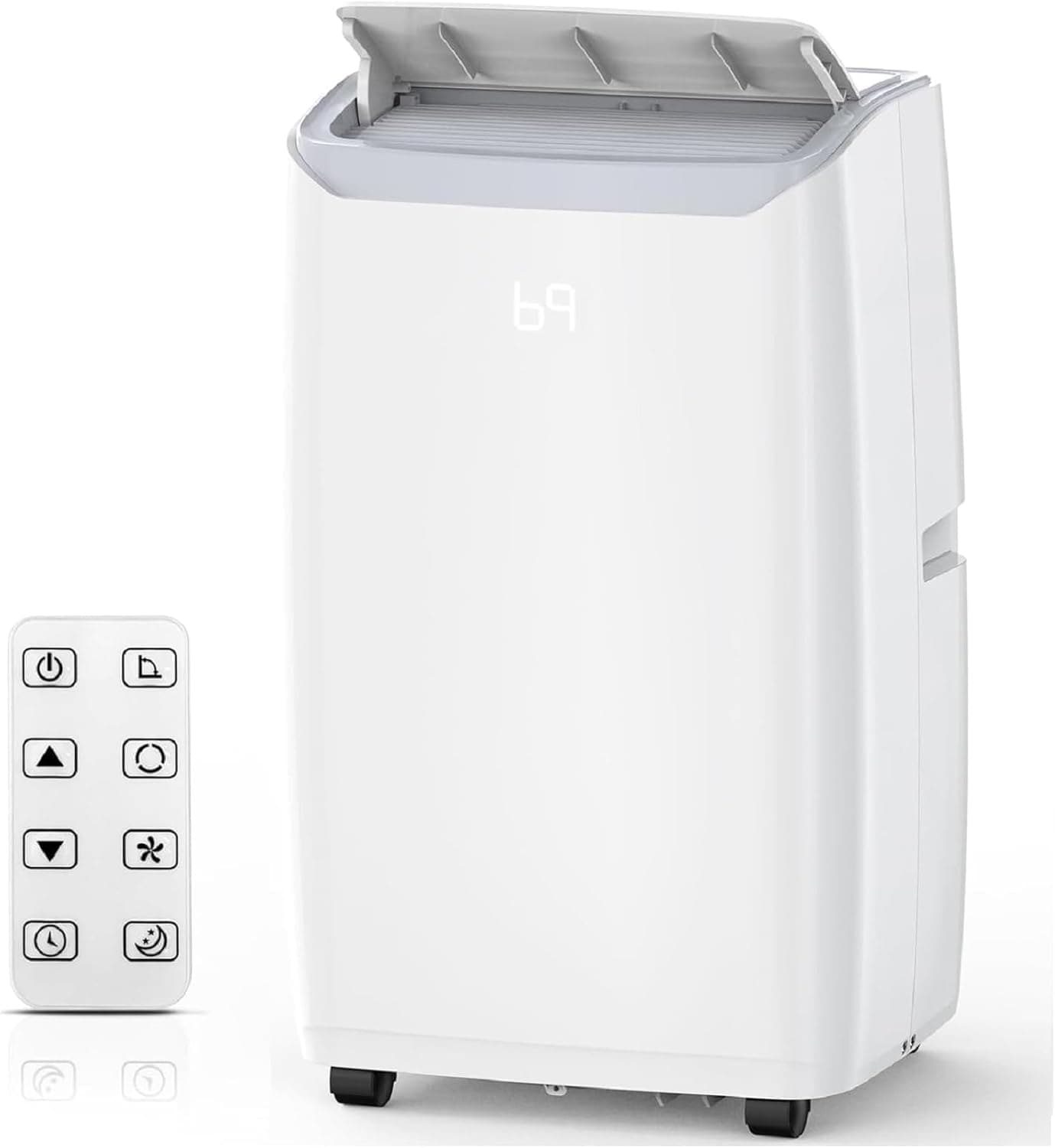 Qeetex 14000 BTU Portable Air Conditioner White B with Remote Control Dehumidifier Fan and 4 Way Swing for Rooms up to 750 Sq Ft