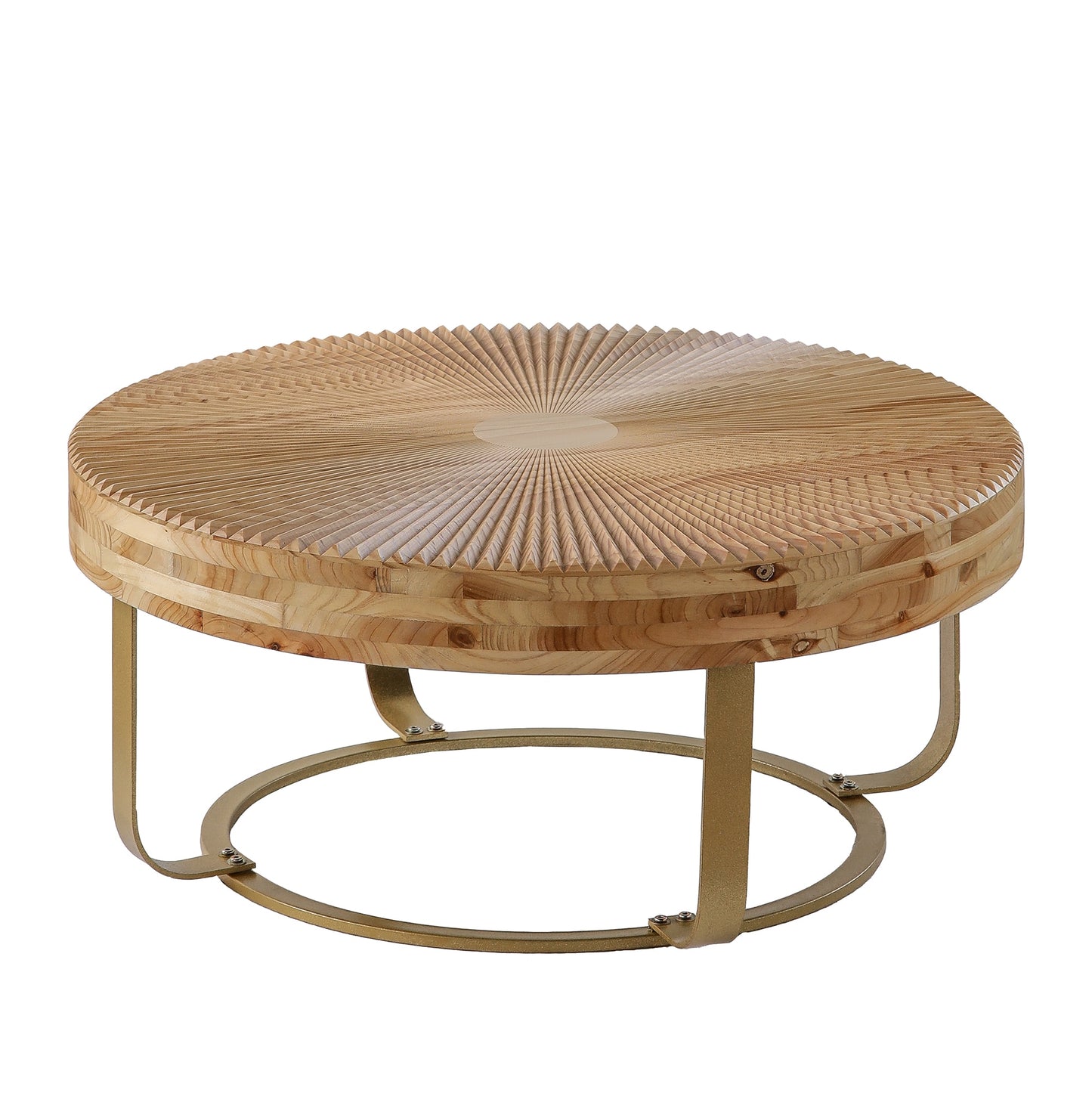 SINOFURN Modern Round Wood Natural Pine 31.5-in W x 13.8-in H Coffee Table