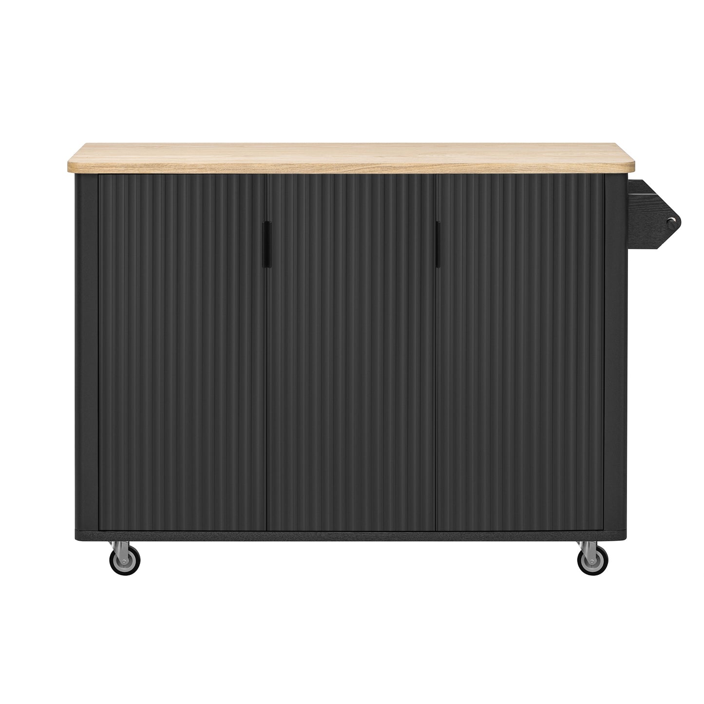 SINOFURN Black MDF Base with MDF Rolling Kitchen Cart ( 29.5-in x 51.3-in x 36.4-in )