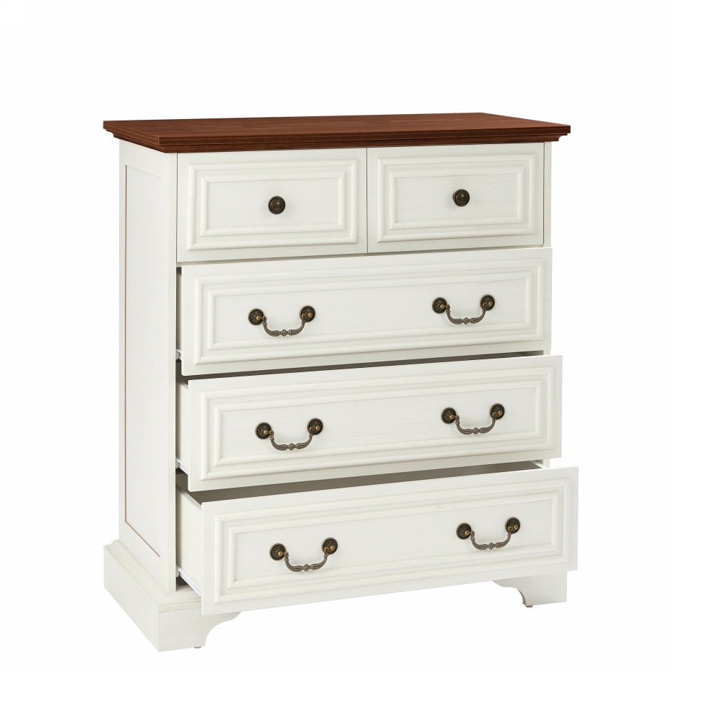 Flynama Antique Brown and White 5 -Drawer Standard dresser