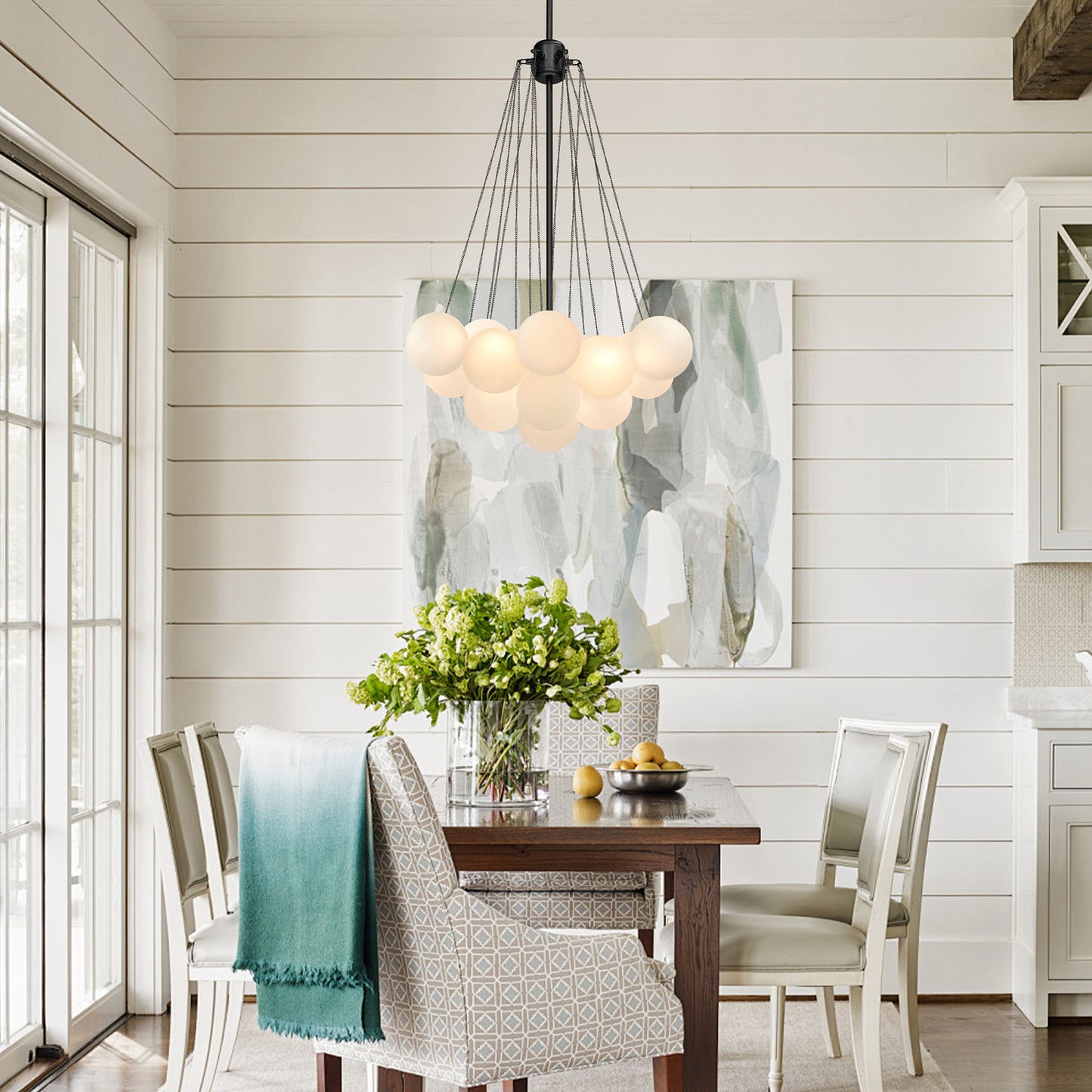 Zicbol 3 -Light Black Indoor Opal glass Glass Mixed material Chandelier