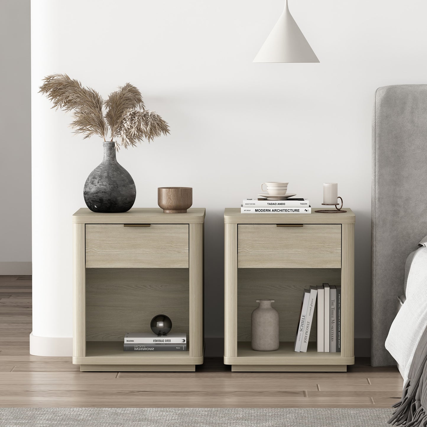 Manhattan Comfort Natural 2 -Drawer 20-in W x 24-in H Modern Nightstand