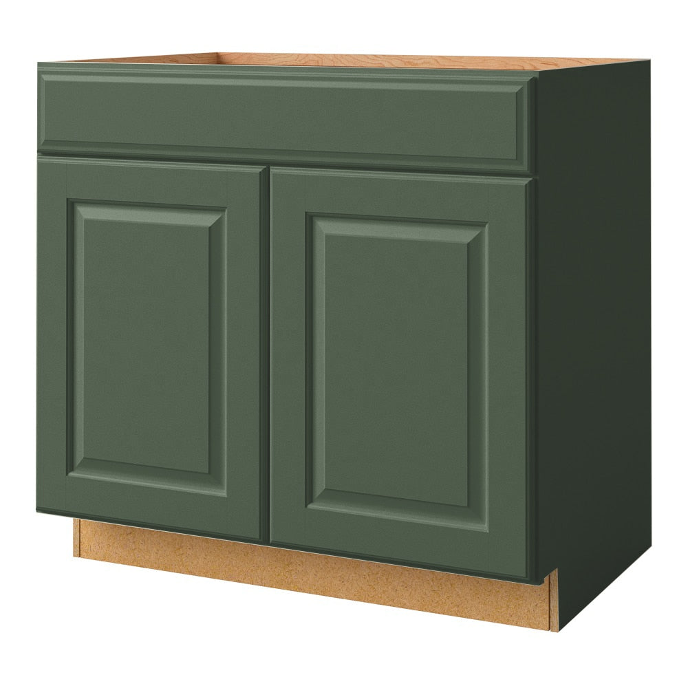 allen + roth Marston 36-in W x 34.5-in H x 24-in D Sage Sink Base Fully Assembled Cabinet Raised Panel Square