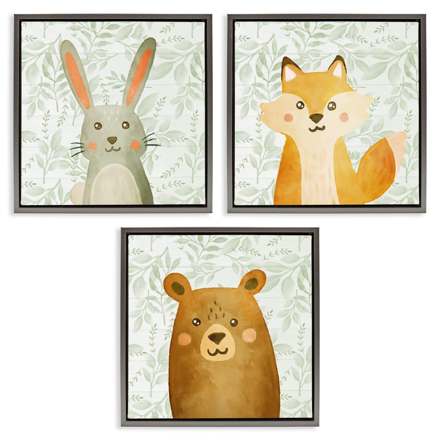 Stupell Industries Joyful Woodland Animals 3pc Floating Frame Set Design by Kim Allen