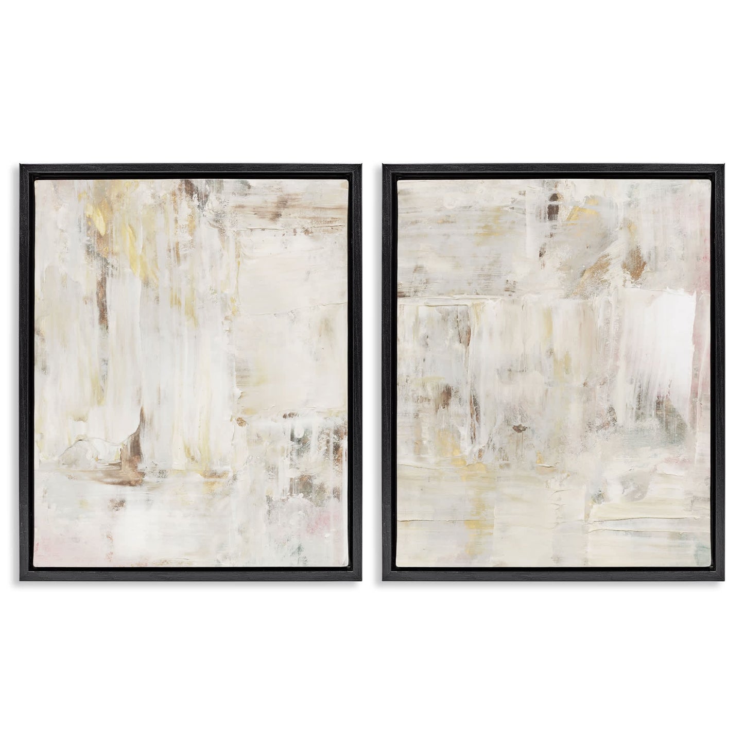 Stupell Industries Contemporary Muted Abstracts 2 Piece Black Framed Floater Canvas Set By Victoria Barnes 31 x 25
