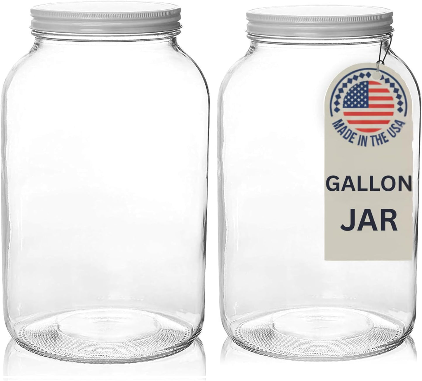 kitchentoolz Gallon Jar 1 Gallon Glass Jar with Lid \u2013 Wide Mouth Large Glass Jar for Fermenting, Pickling, Canning, Water Glassing Eggs, Kombucha, and Food Storage \u2013 BPA-Free, Made in USA (2-Pack)